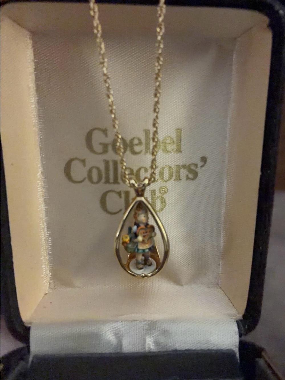 Vintage Hummel Goebel #387 “Girl with Heart” Collectors Club Gold Tone Pendant